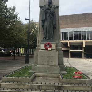 Derby war memorial sculpture of woman holding a baby